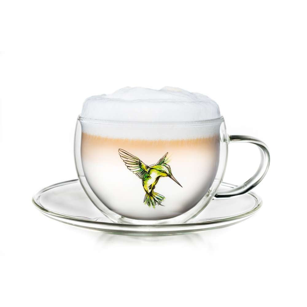 Creano Thermo-Tasse (blau, grün, rot) mit Untersetzer "Hummi" | 250ml