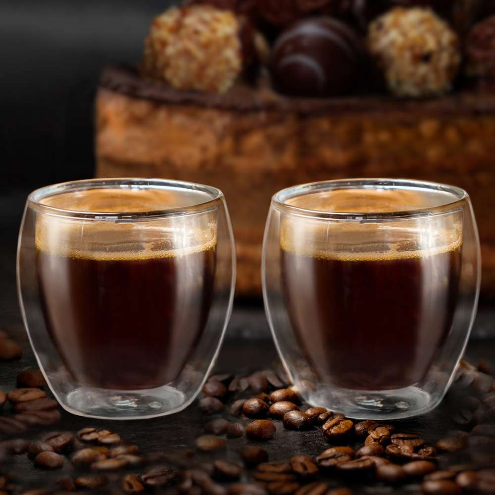 Espresso-Tassen Set – Doppelwandige Isoliergläser, 340 Ml, 2 Stück, Bruchsicher & Hitzebeständig
