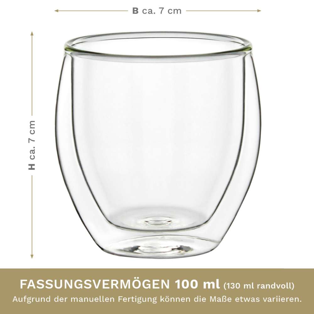 Creano Espresso Doppelwandglas (Set: 2er, 4er, 6er) "bauchig" | 100ml