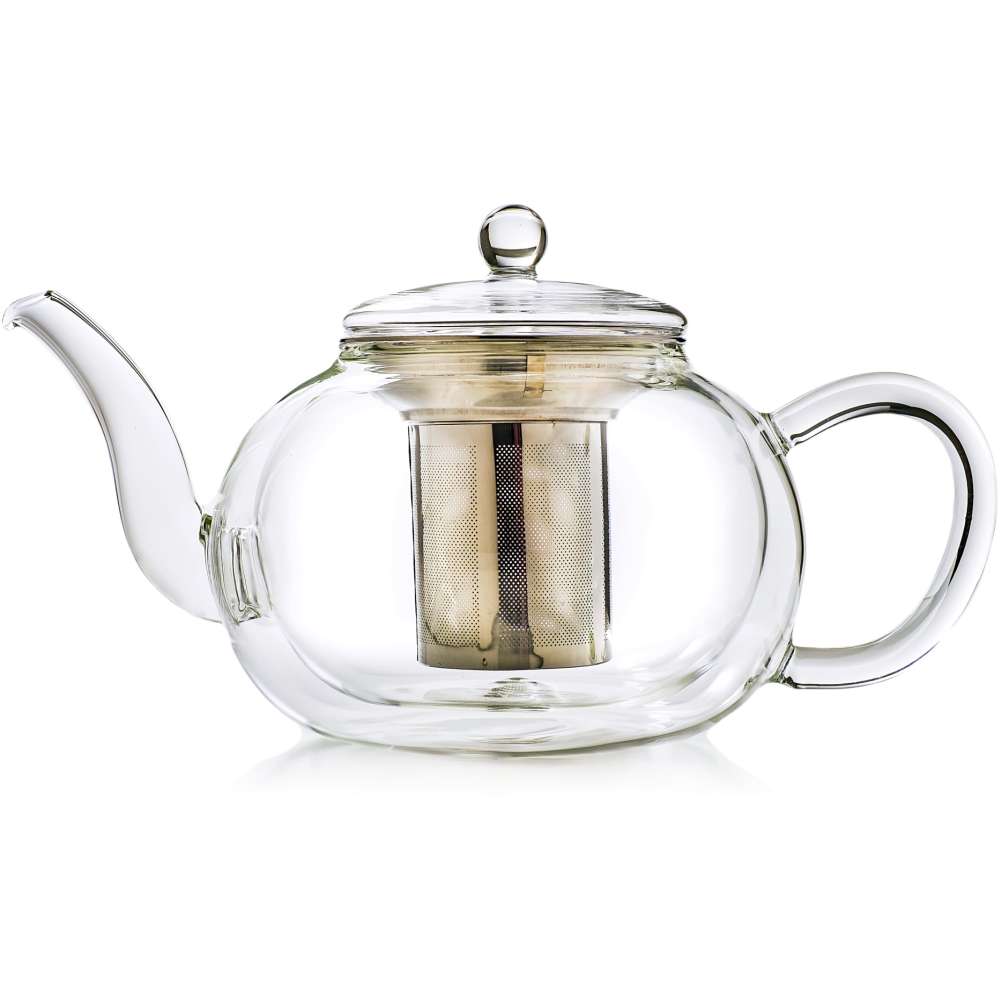 Creano doppelwandige Glas-Teekanne 1,2l mit Edelstahlfilter - tropffrei