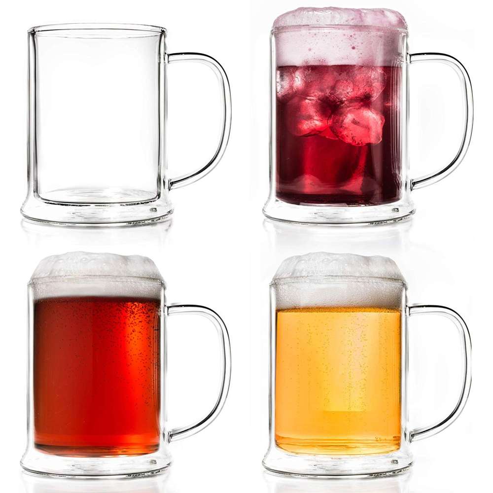 Creano Doppelwandiges Thermo-Bierglas 1er, 2er, 4er, 6er-Set | 500ml