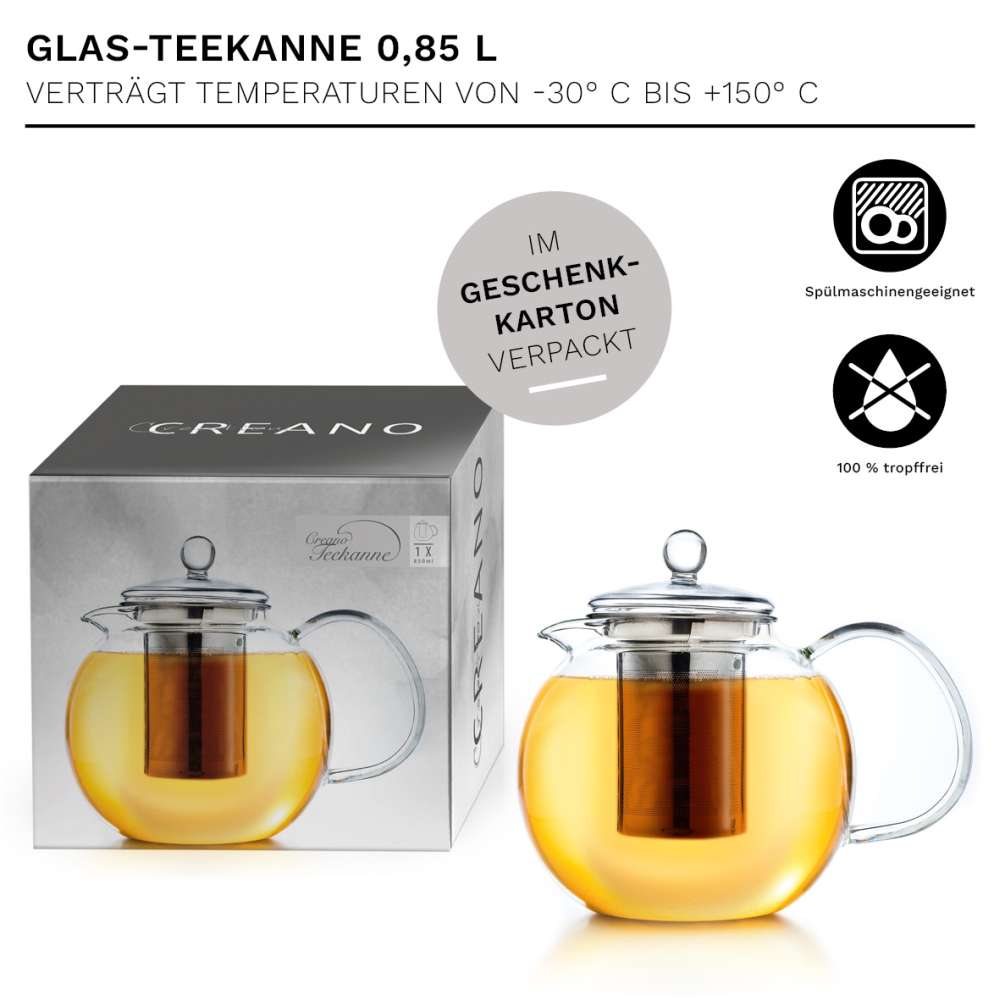 Creano Glas Teekanne "Schnabel" | 0,85 Liter