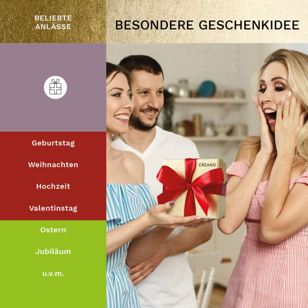 Creano Teeblumen Mix - goldenes Geschenkset Erblühtee mit Glas Teekanne weißer, grüner & schwarzer Tee in 6 Sorten, Teeblume, Blooming Tea, Geschenk für Frauen