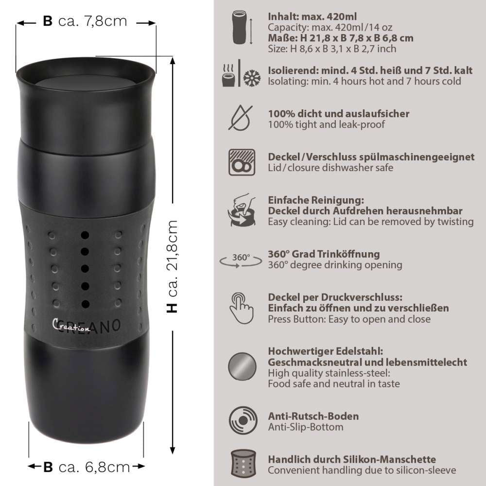 Creano Set - Thermoskanne Design Travel Mug 420ml 2er / 3er Set