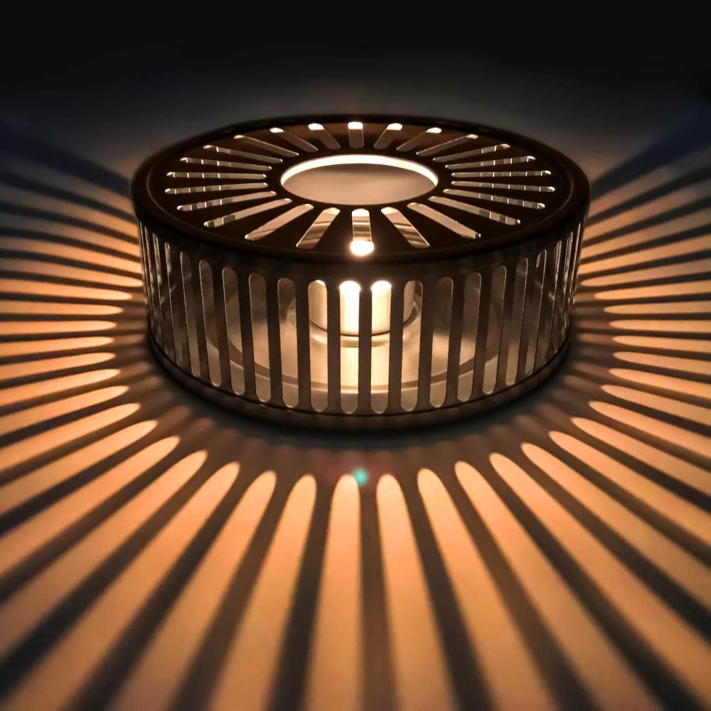 Creano Silver Stövchen "Stripes" aus Edelstahl mit Teelichthalter