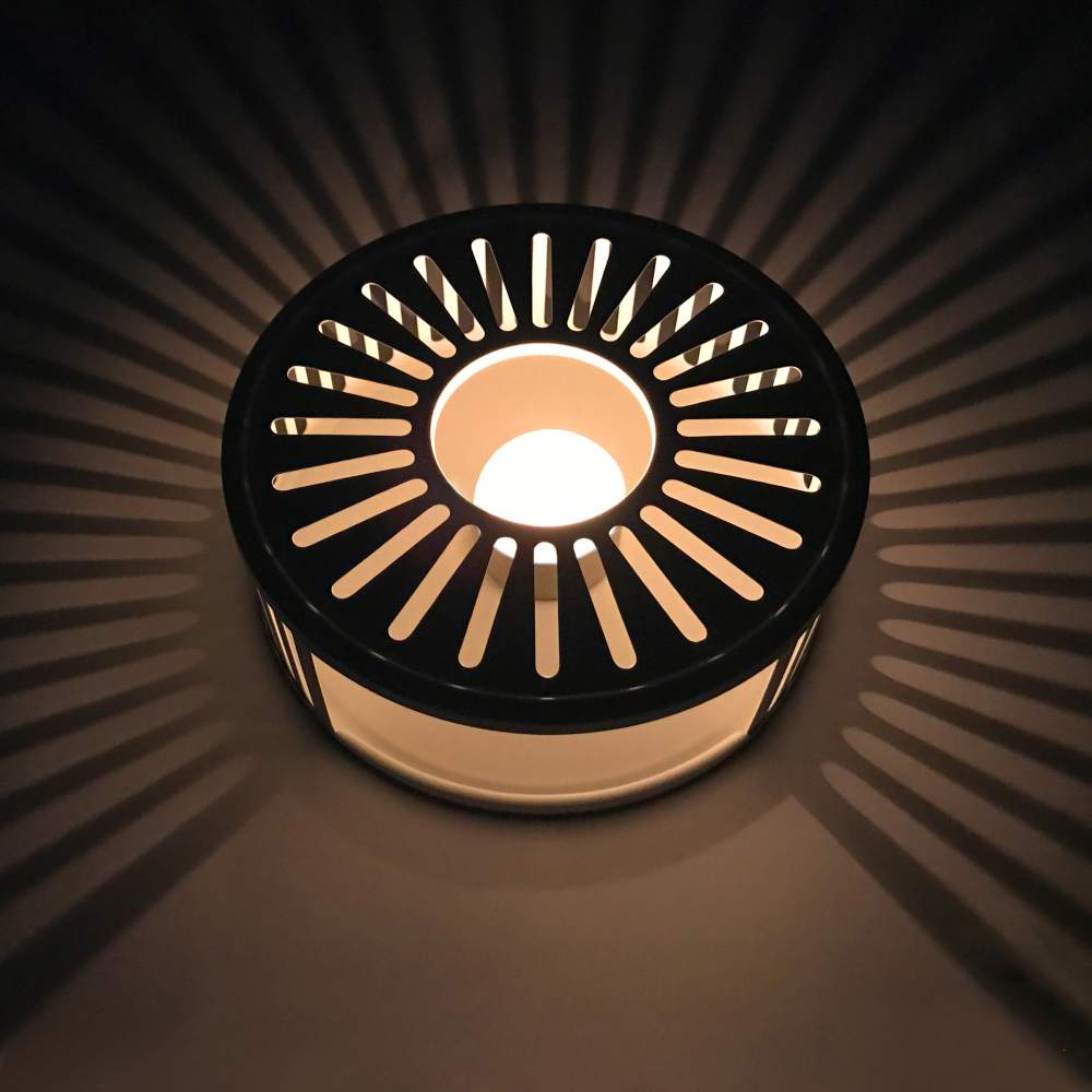 Creano weißes Stövchen "Stripes" aus Edelstahl mit Teelichthalter