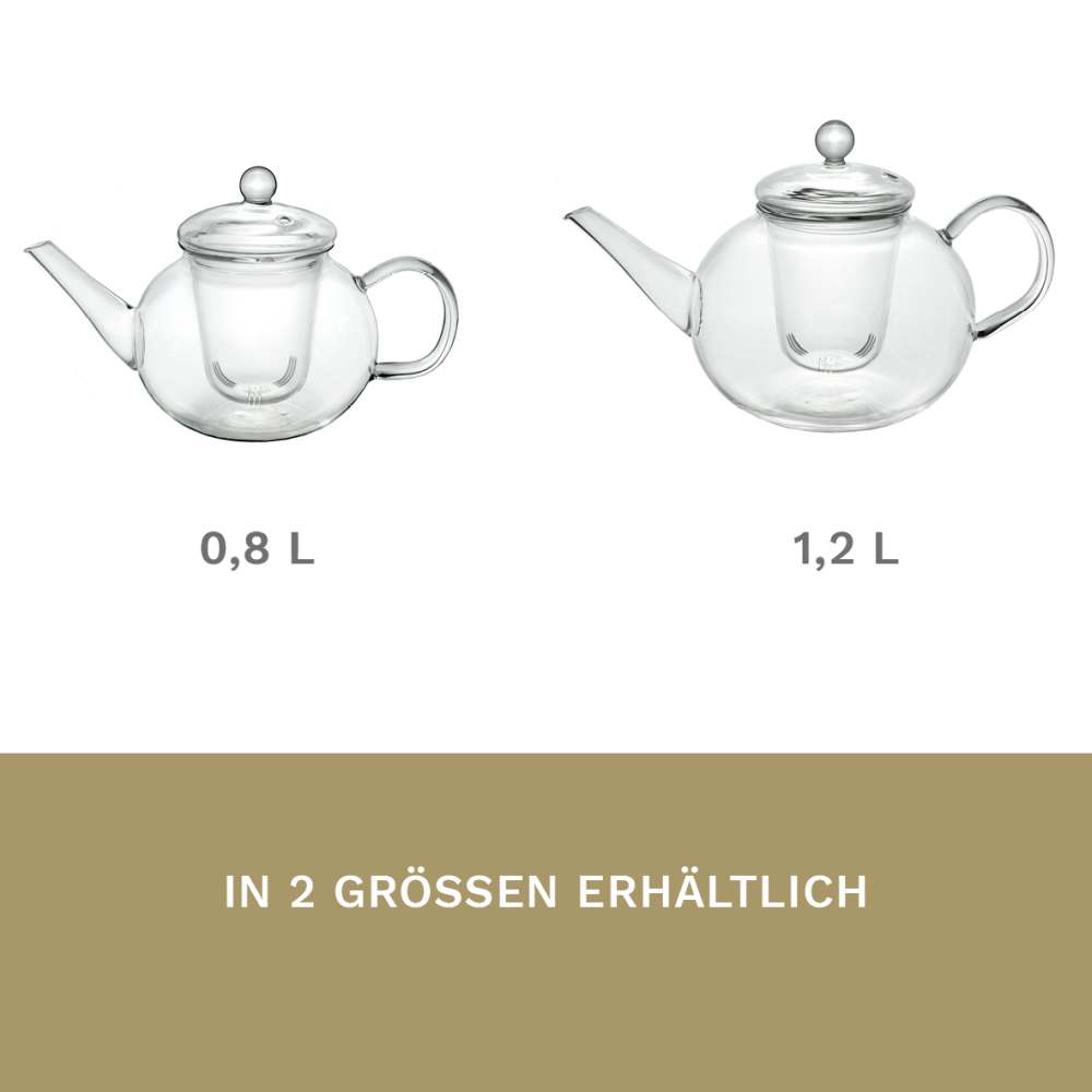 Creano Teekanne aus Glas 1,2l - Glasteekanne mit Glas-Sieb und Deckel - Ideal zur Zubereitung von losen Tees - tropffrei
