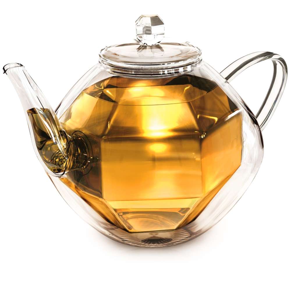 Creano "Diamond-Design", doppelwandige Glas-Teekanne mit Thermo Effekt inkl. Spiralsieb | 800ml