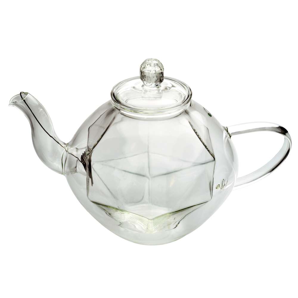 Creano "Diamond-Design", doppelwandige Glas-Teekanne mit Thermo Effekt inkl. Spiralsieb | 800ml