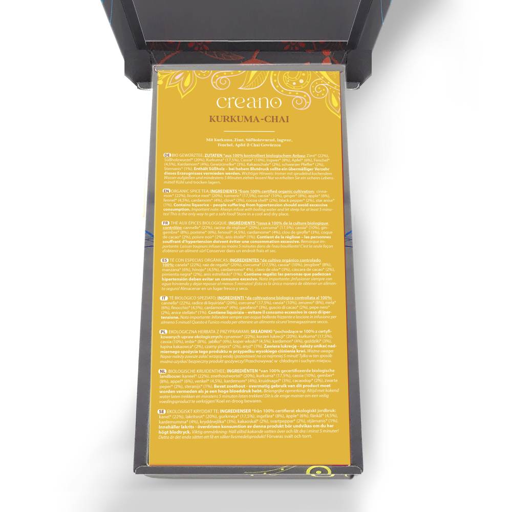 3er Dose Grobschnitt BIO Kräutertee “Spicy” Tee-Mix Creano (Kurkuma Chai, Hot-Ingwer, Sweet Red Chai)