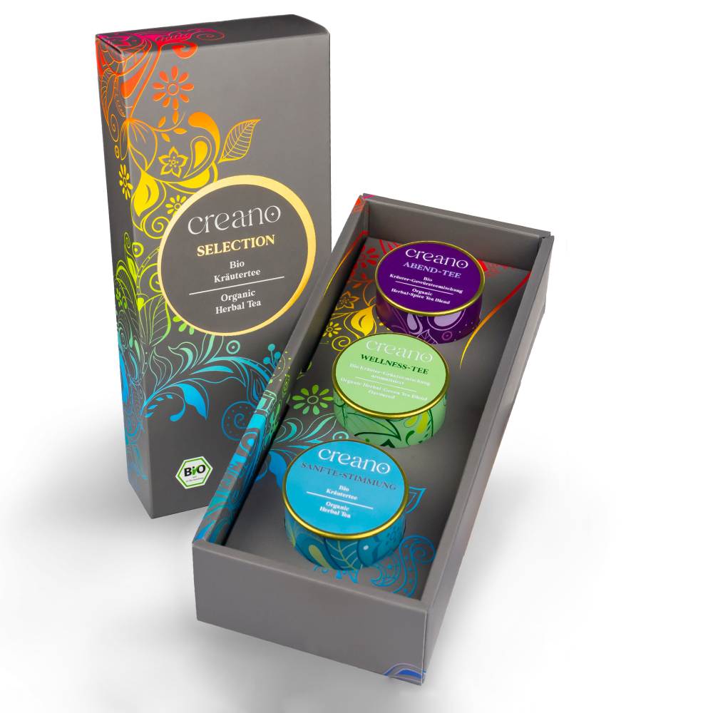 3er Dose Grobschnitt BIO Kräutertee “Calm down” Tee-Mix Creano (Wellness-Tee, Sanfte Stimmung, Abend-Tee)