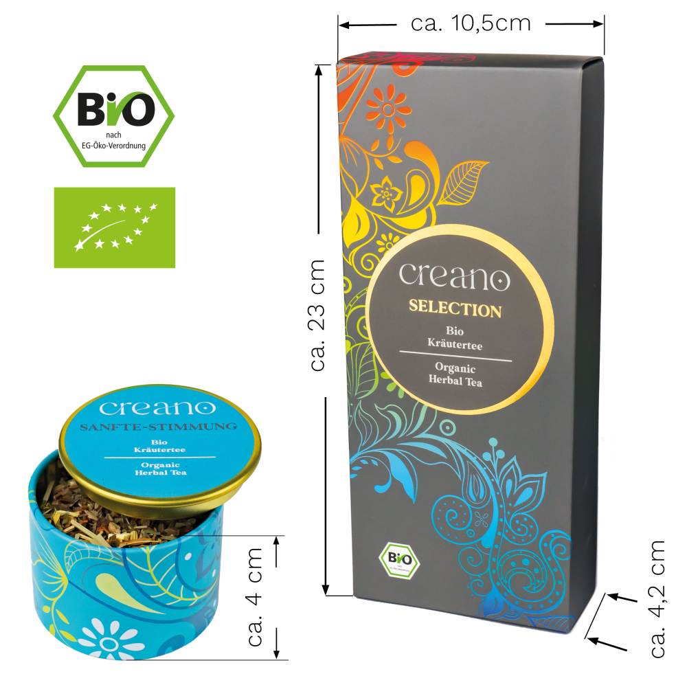 3er Dose Grobschnitt BIO Kräutertee “Calm down” Tee-Mix Creano (Wellness-Tee, Sanfte Stimmung, Abend-Tee)