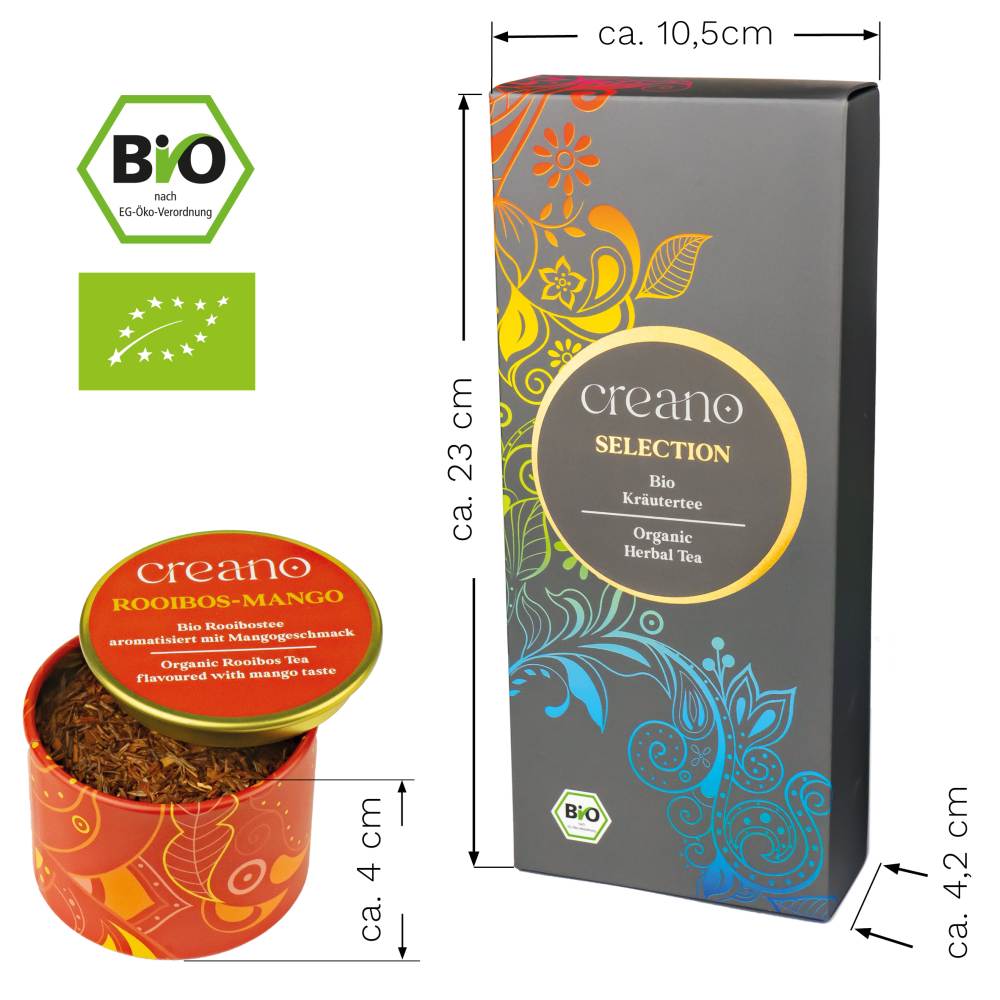 3er Dose Grobschnitt BIO Kräutertee “Kräuter-Mix“ Creano (Fruchtige Kamille, Süße 3-Minze, Rooibos-Mango)