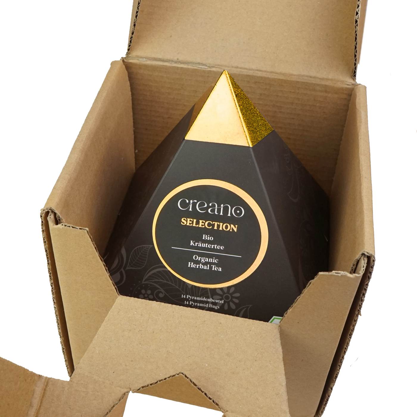 Creano Premium Bio Kräutertee Geschenkset „PYRAMIDE“ - 14 Pyramiden-Teebeutel in 9 unterschiedlichen Sorten - 35g - NEUHEIT 2025*
