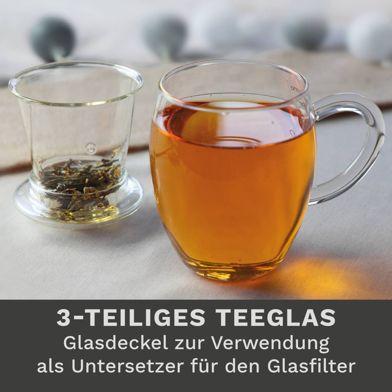 Creano TeeGlas "All-In-One" mit Glasfilter, 3-tlg. | 400ml - Creano