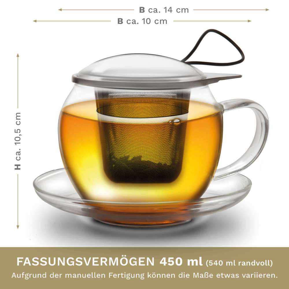JUMBO Tee-Tasse XXL aus Glas mit Henkel