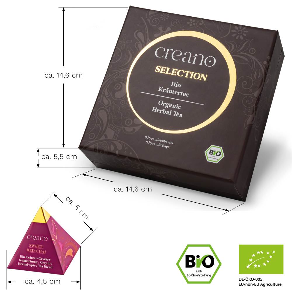 Bio Kräutertee   9er Pyramiden Geschenkset „ORGANIC HERBAL TEA“ -    9 Bio-Pyramiden-Teebeutel in 9 unterschiedlichen Sorten - 22,5g*²