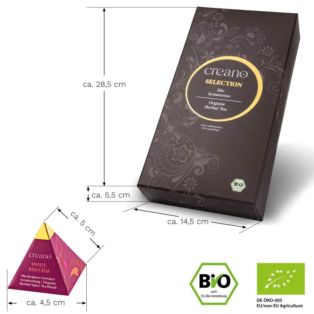 Bio Kräutertee 18er Pyramiden Geschenkset „ORGANIC HERBAL TEA“ - 18 Bio-Pyramiden-Teebeutel in 9 unterschiedlichen Sorten - 45g*²