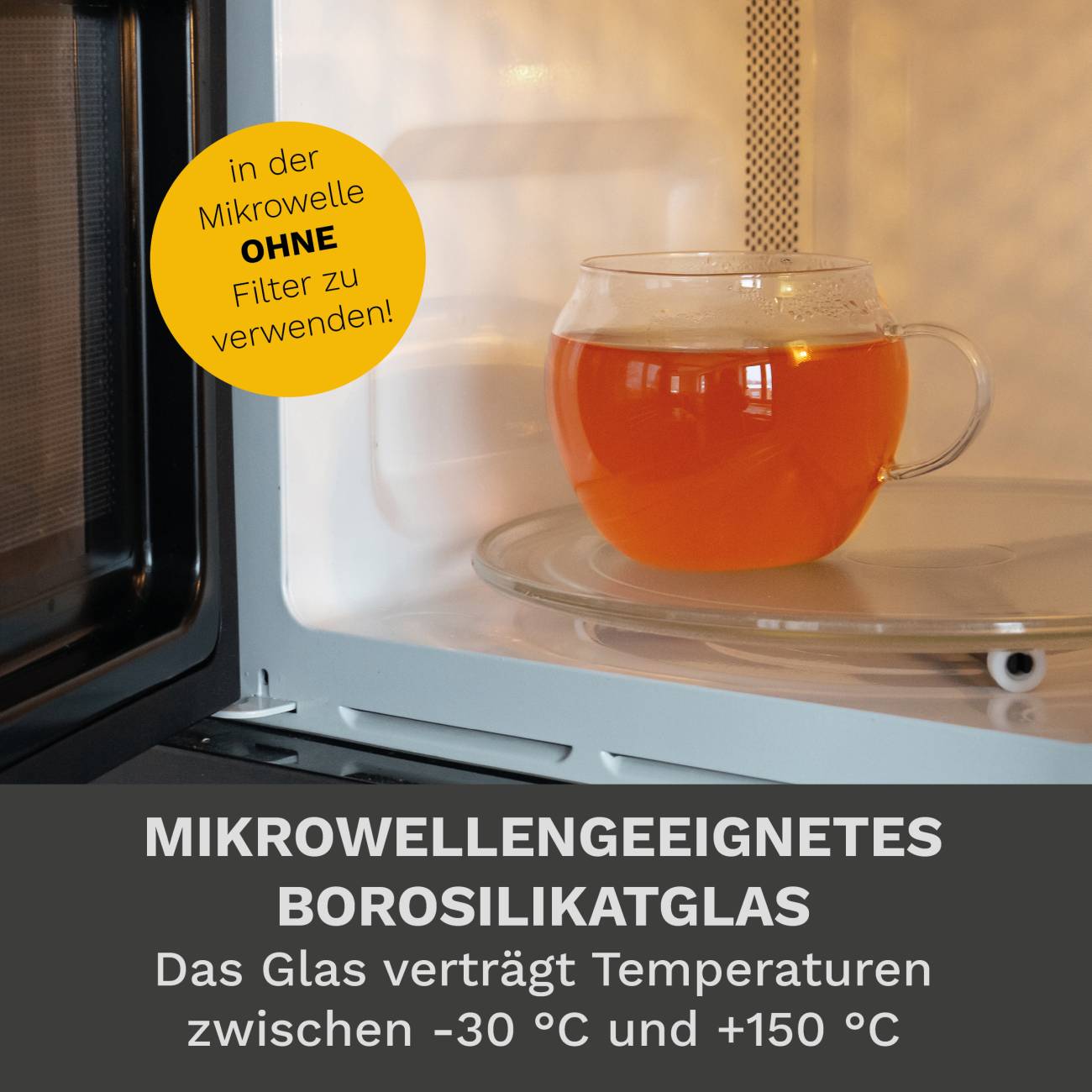 JUMBO Tee-Tasse XXL aus Glas mit Henkel - Creano