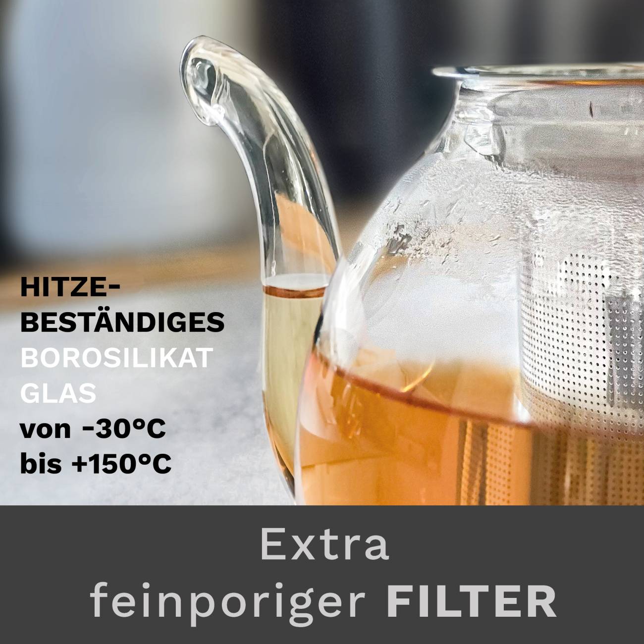 Creano Glas Teekanne “hoch” | 1,0L - Creano