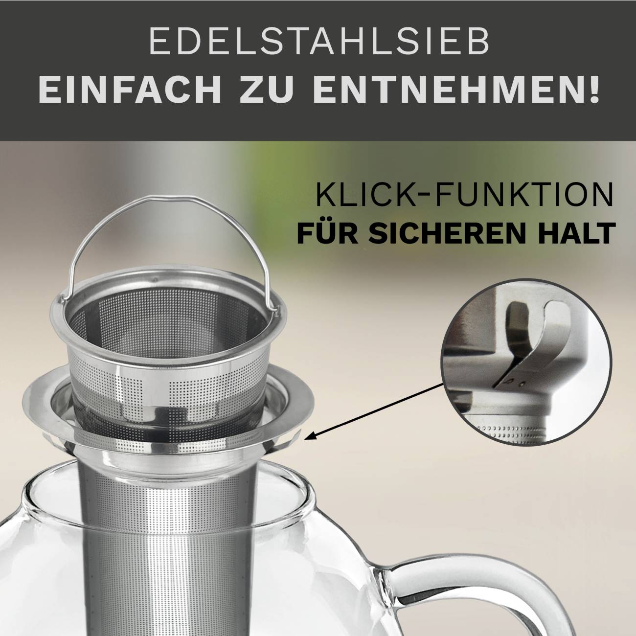 Creano Glas Teekanne “hoch” | 1,0L - Creano