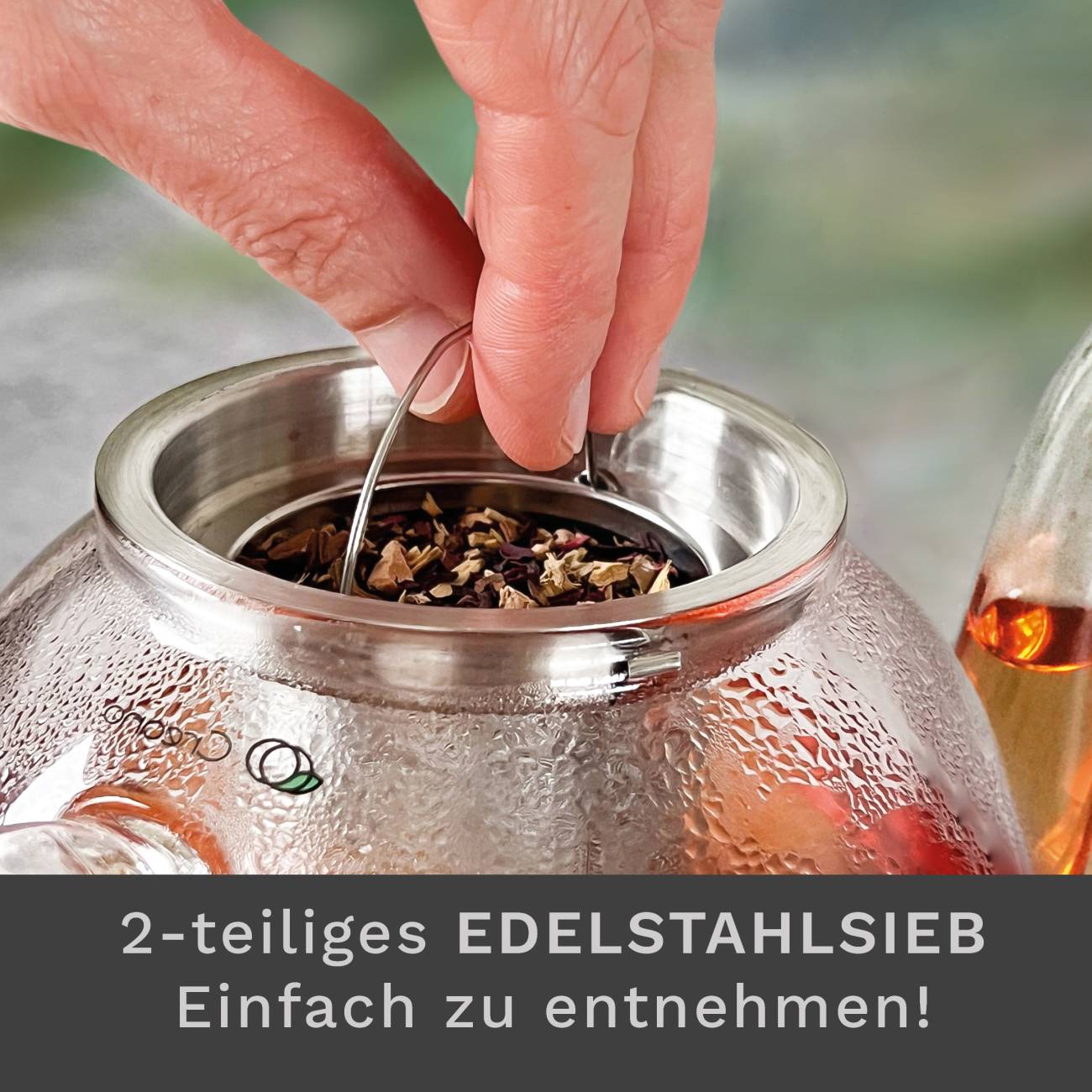 Creano Glas Teekanne "hoch" | 1,5L - Creano