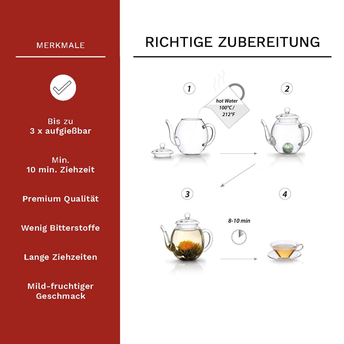 Creano Doppelwandiges Thermoglas "bauchig" XXL, Extra Großes Hitzebeständiges Kaffeeglas / Teeglas | 400ml inkl. einer Teeblume