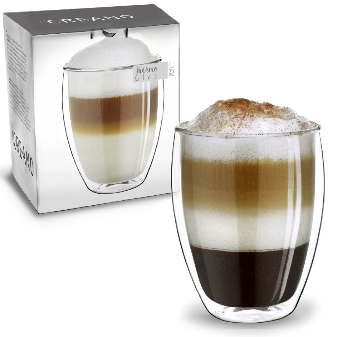 Creano Doppelwandglas (Set: 1er, 2er, 4er, 6er) Thermoglas "hoch" | 400ml - Creano