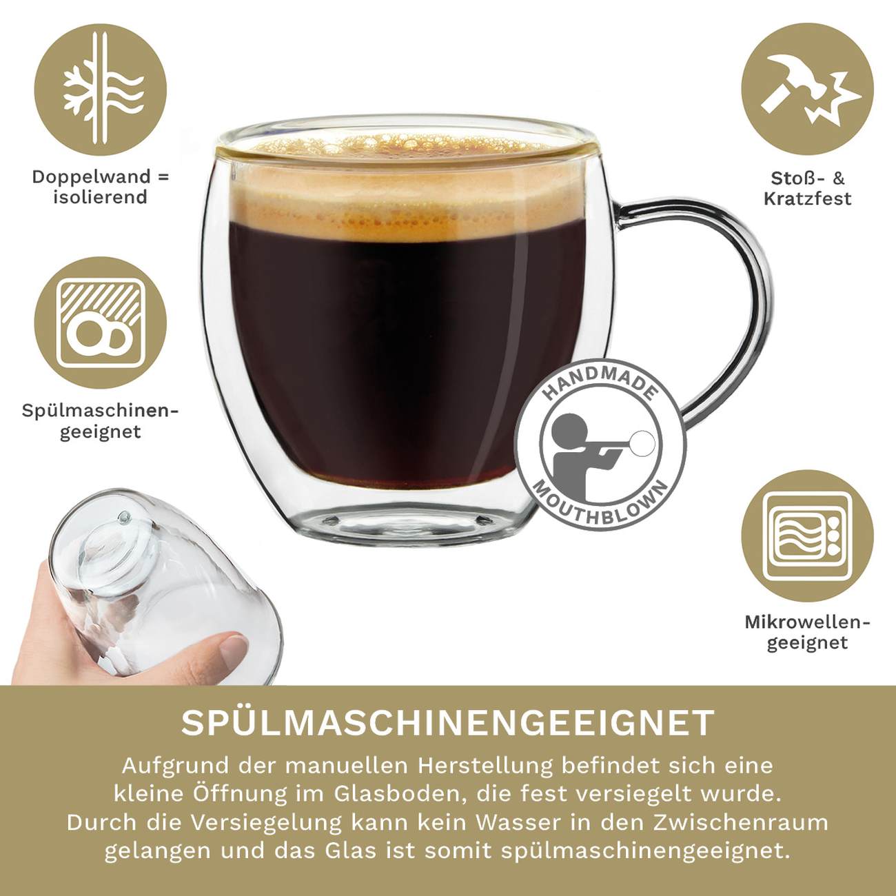 Creano Thermogläser-Set (2er, 4er, 6er) Espressoglas hoch; 100ml