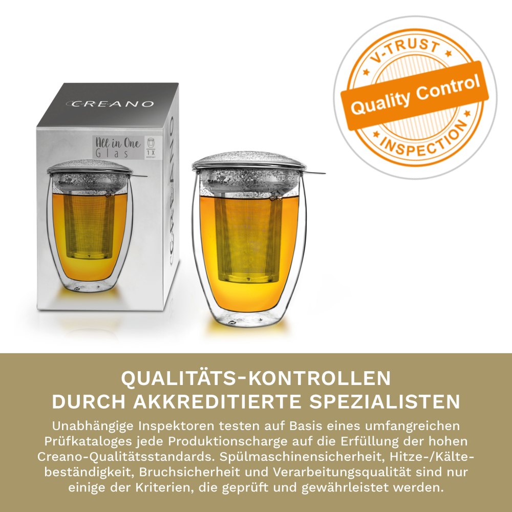 Doppelwandiges Thermoglas "All in One" 400ml mit Edelstahlfilter