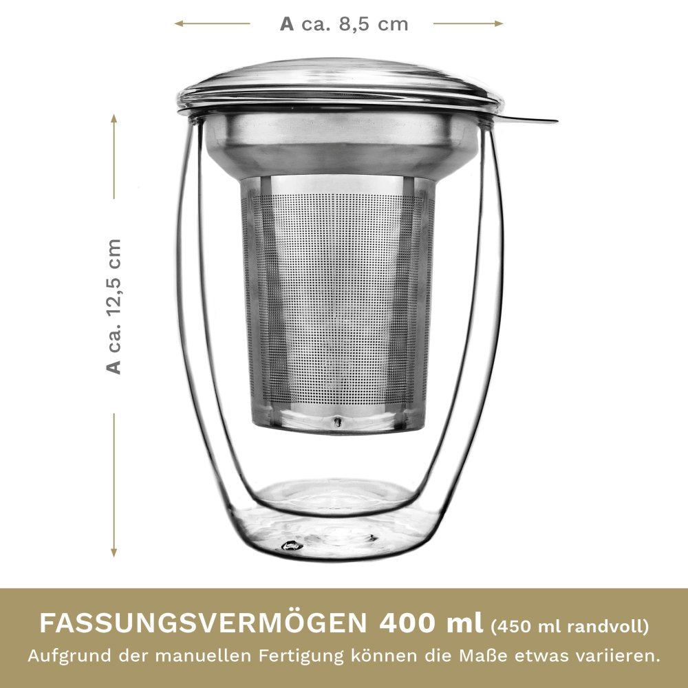 Doppelwandiges Thermoglas "All in One" 400ml mit Edelstahlfilter