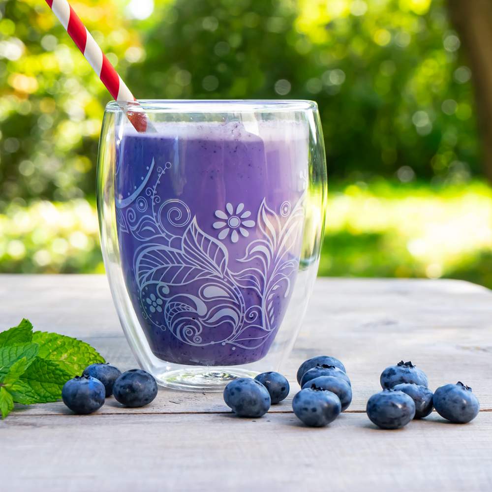 Creano doppelwandige Gläser 250ml "Flowery" White - Thermoglas mit Dekor