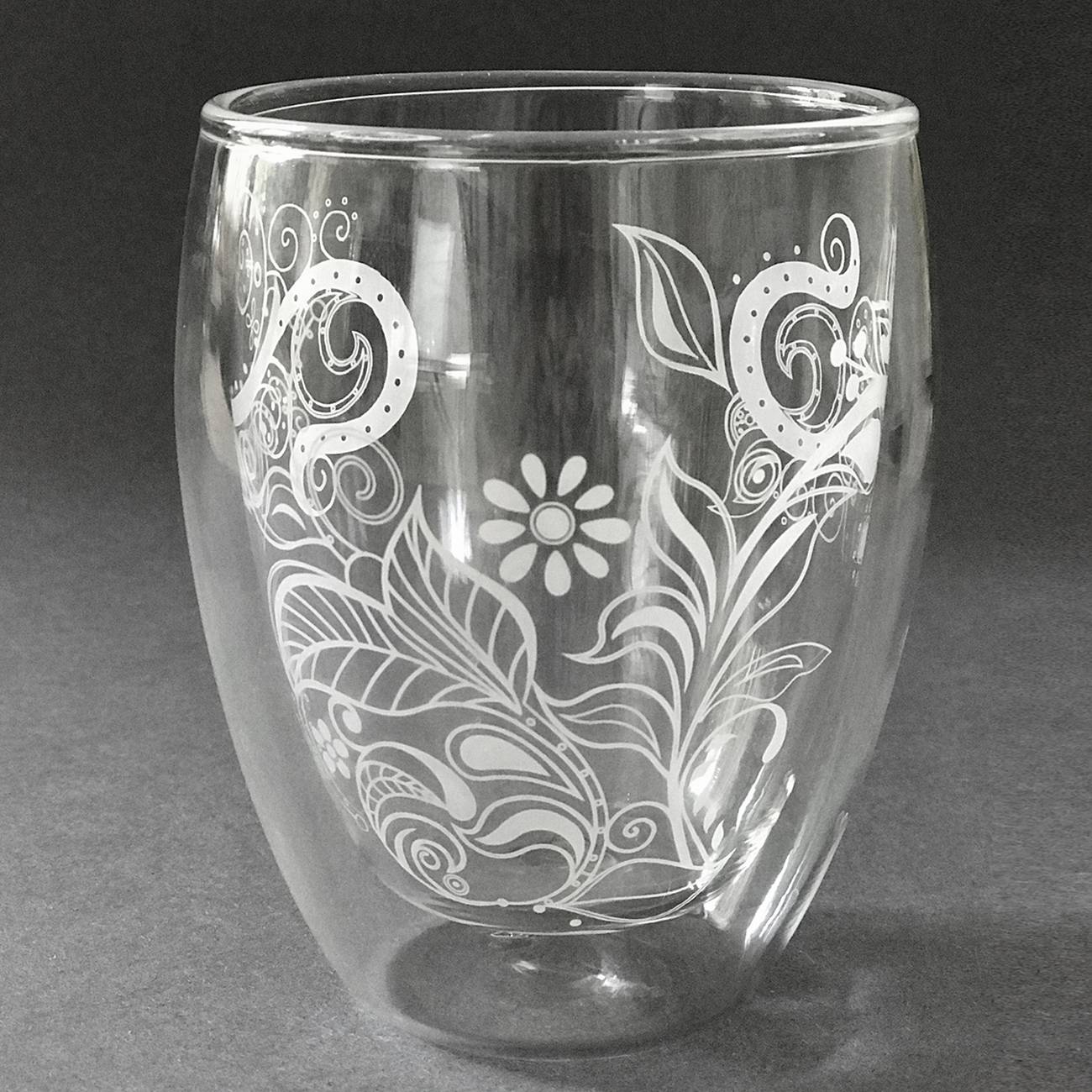 Creano doppelwandige Gläser 250ml "Flowery" White - Thermoglas mit Dekor - Creano