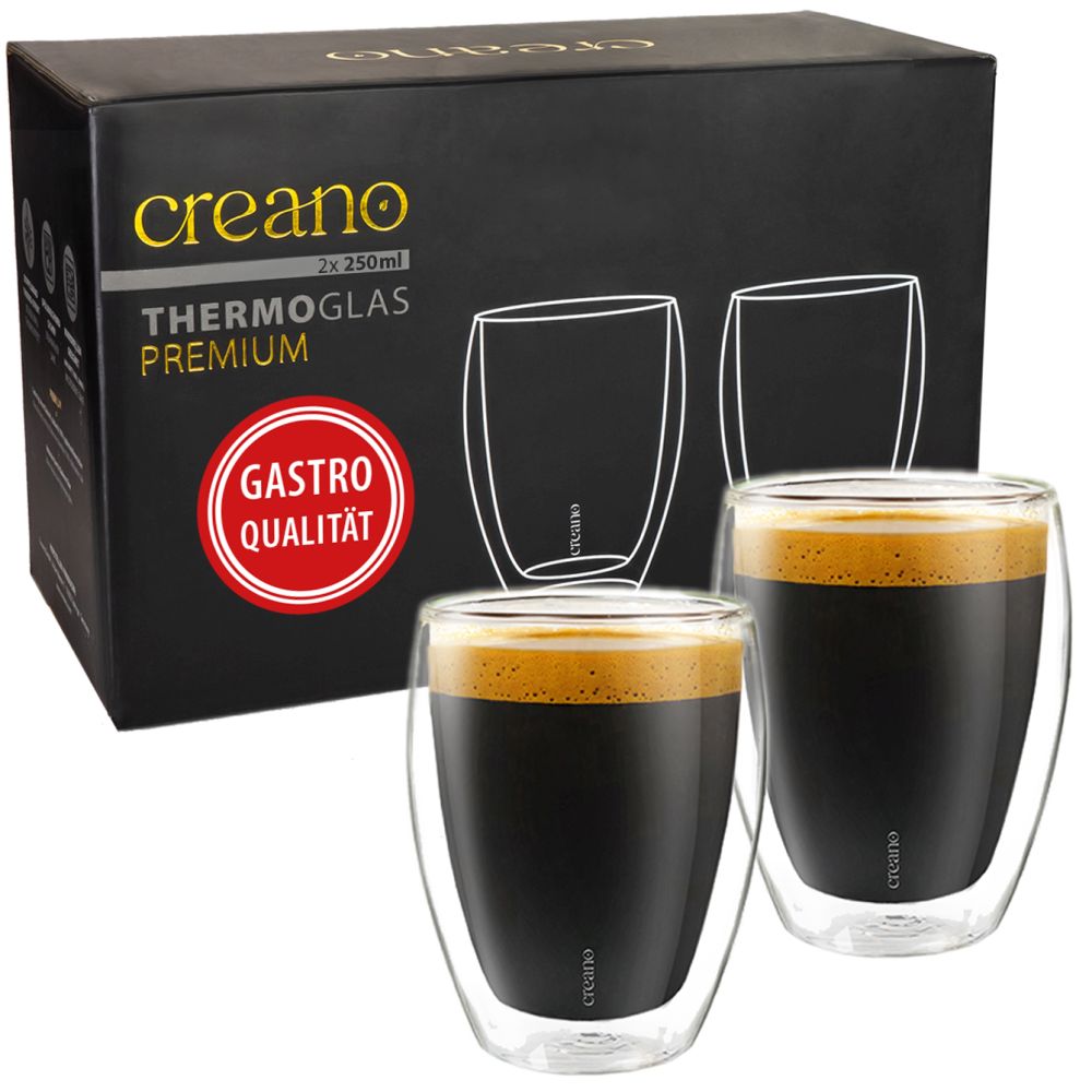 Creano doppelwandige Premium Gläser in Gastro Qualität, Set, 250ml