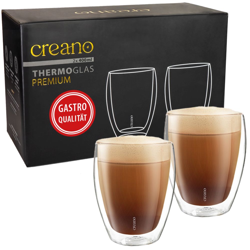 Creano doppelwandige Premium Gläser in Gastro Qualität, Set, 400ml