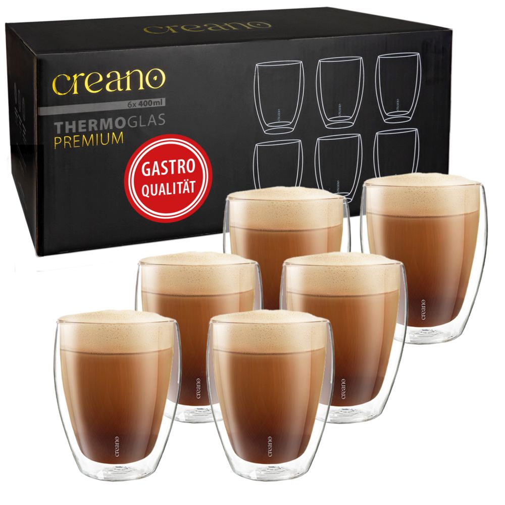 Creano doppelwandige Premium Gläser in Gastro Qualität, Set, 400ml