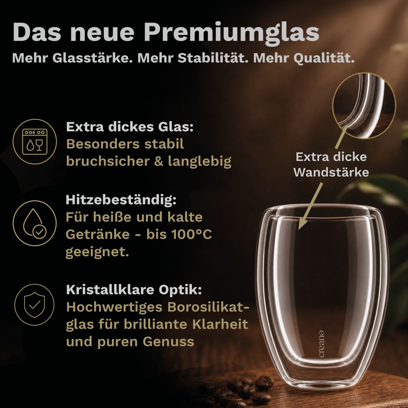 Creano Gastro Doppelwandgläser 400ml – mit GastroSeal-Versiegelung