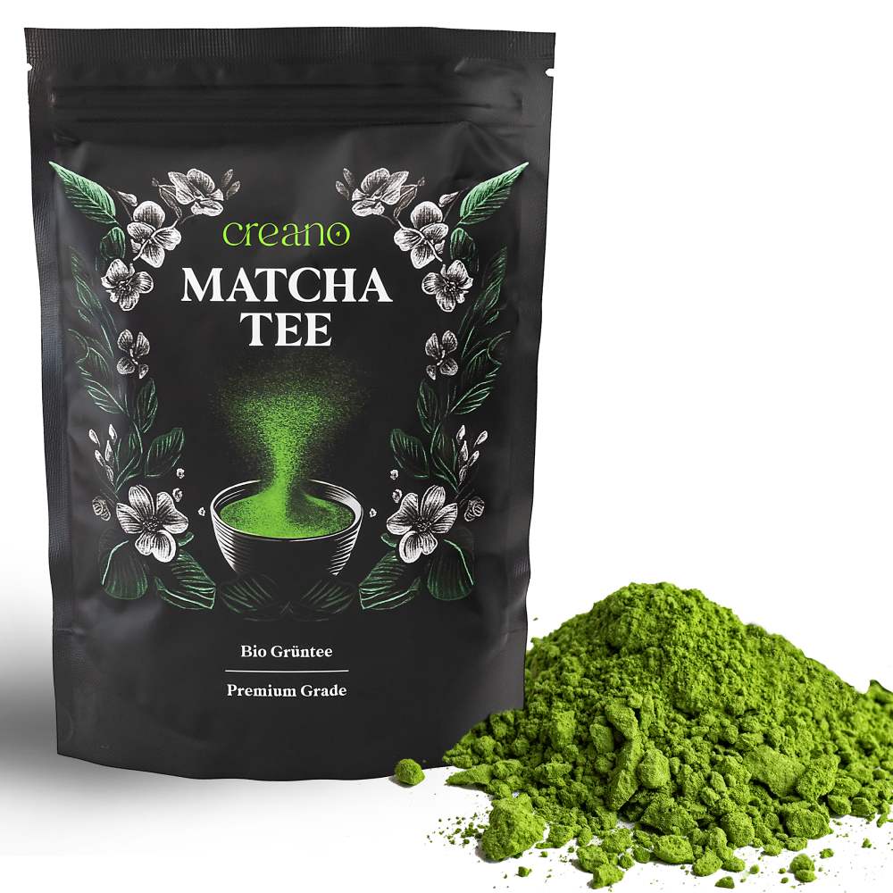 Creano Bio Matcha Tee 100g - Premium Qualität - ideal zum trinken - Grüner Tee für Matcha Latte, Smoothies, Bubble Tea