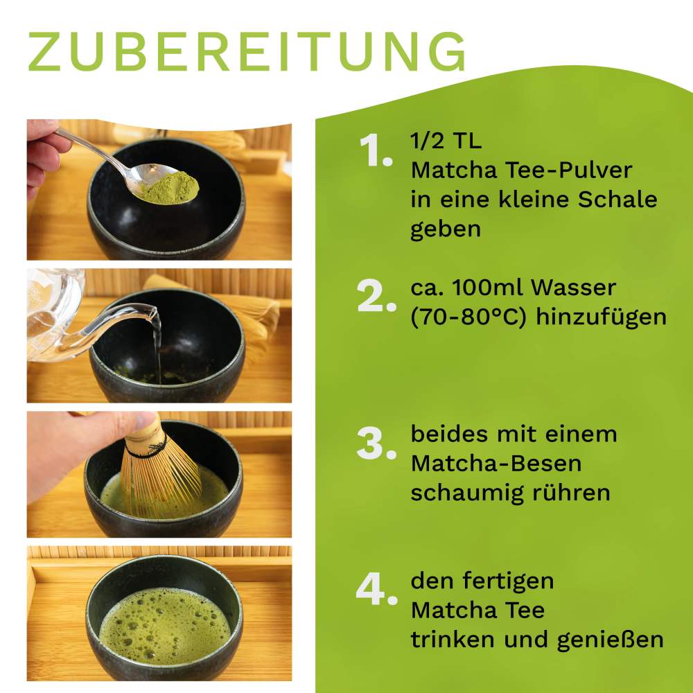 Creano Bio Matcha Tee 100g - Premium Qualität - ideal zum trinken - Grüner Tee für Matcha Latte, Smoothies, Bubble Tea