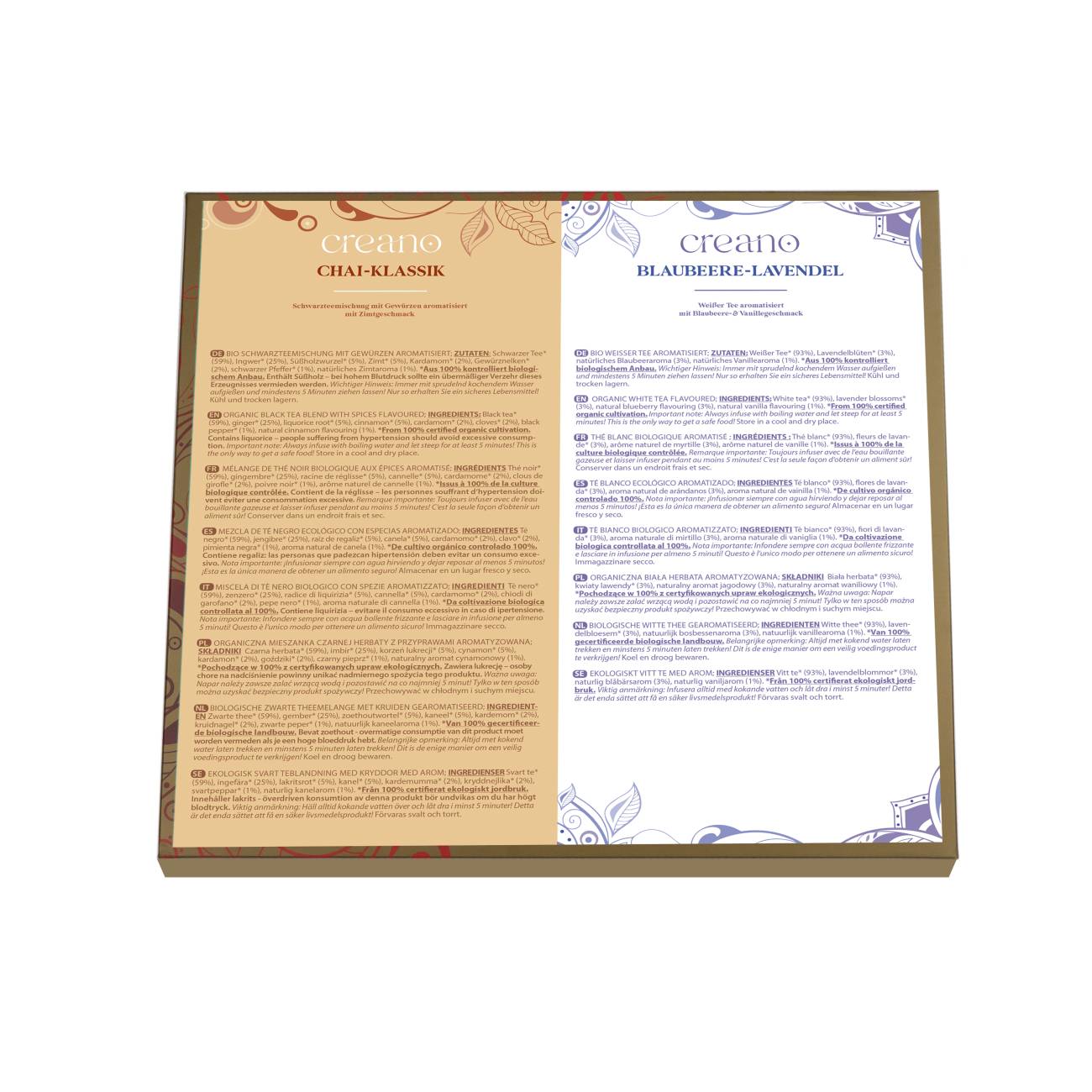 Bio Teemischung Selection 48er Geschenkset „ORGANIC TEA BLEND“ - 48 Bio-Teebeutel in 6 unterschiedlichen Sorten - 96g*² - Creano