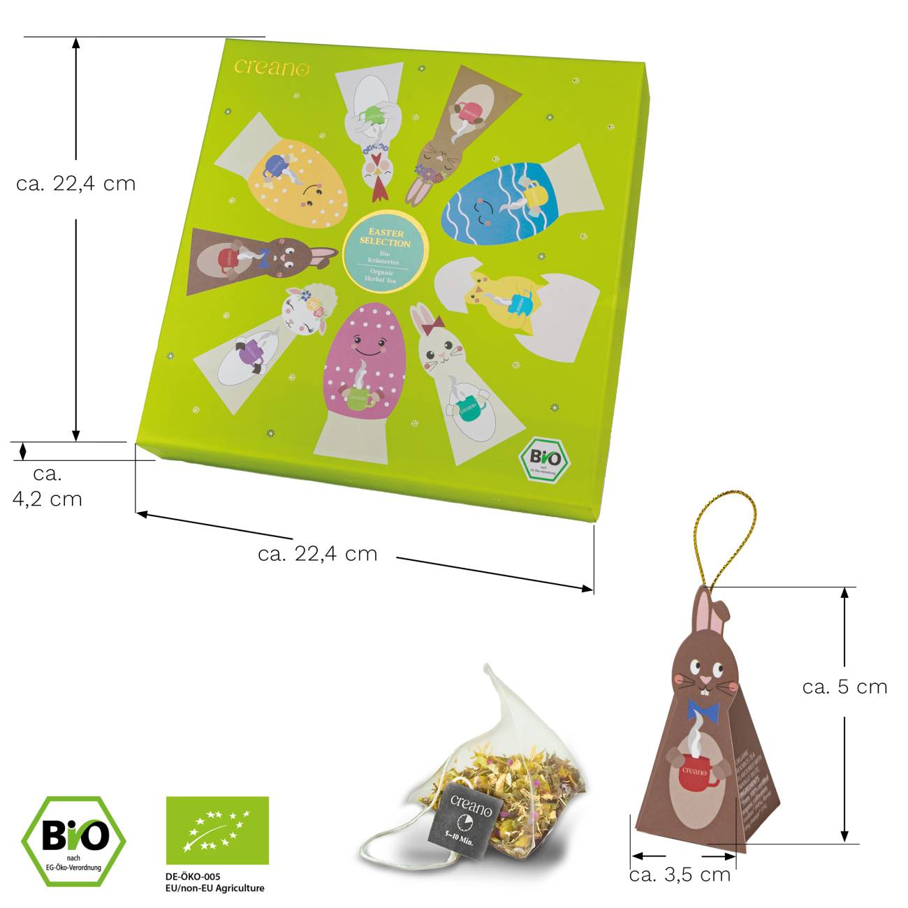Oster-Edition Bio Kräutertee 9er Pyramiden Geschenkset „ORGANIC HERBAL TEA“ - 9 Bio-Pyramiden-Teebeutel in 9 unterschiedlichen Sorten - 22,5g*²
