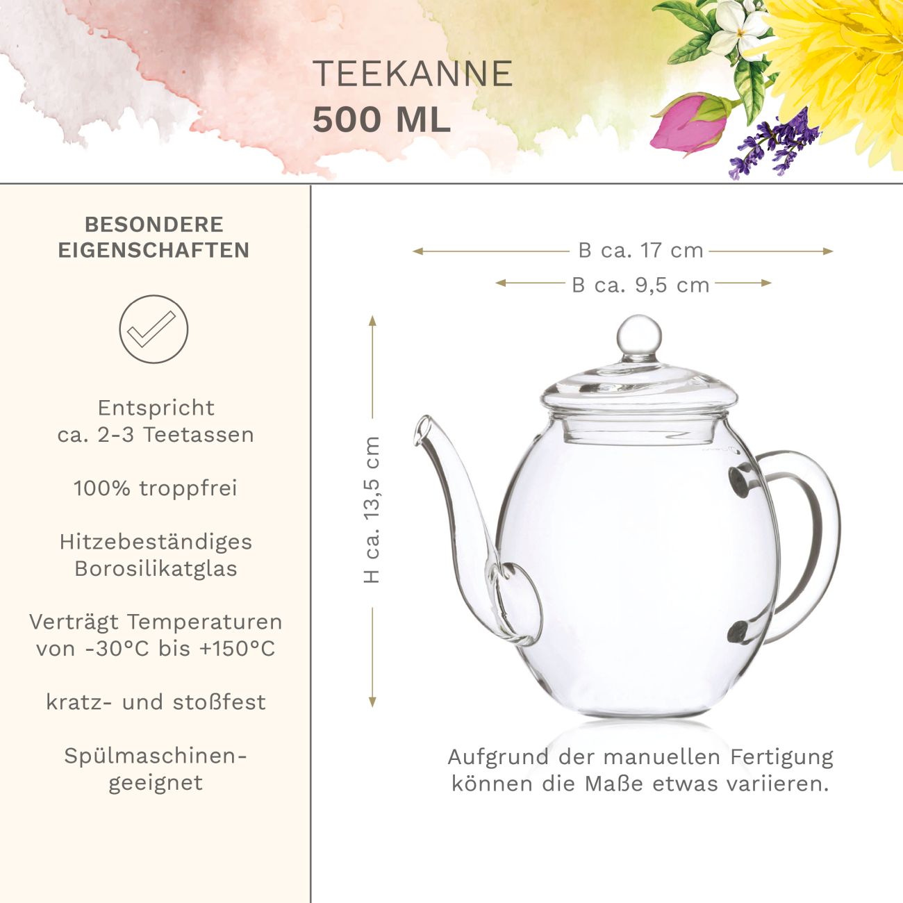 Neues Design: ErblühTee-Mix Set mit Glaskanne - Creano
