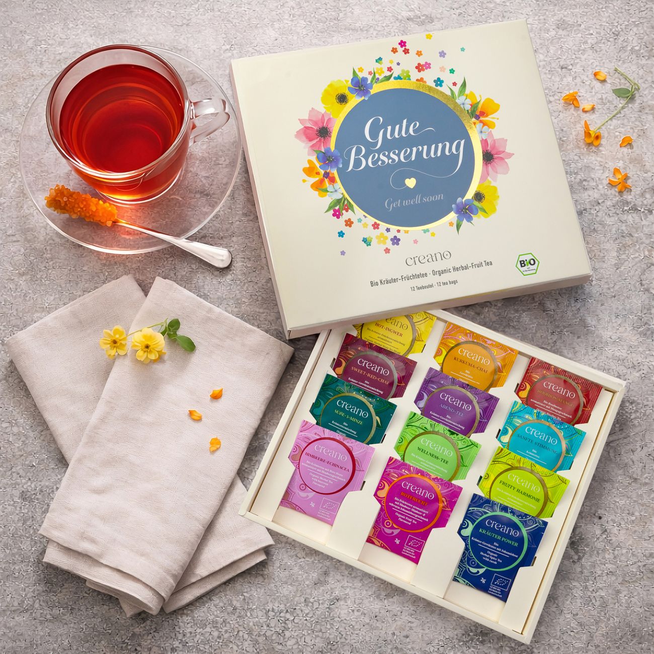 Creano Bio Kräutertee Geschenkset  „Gute Besserung“ - Creano