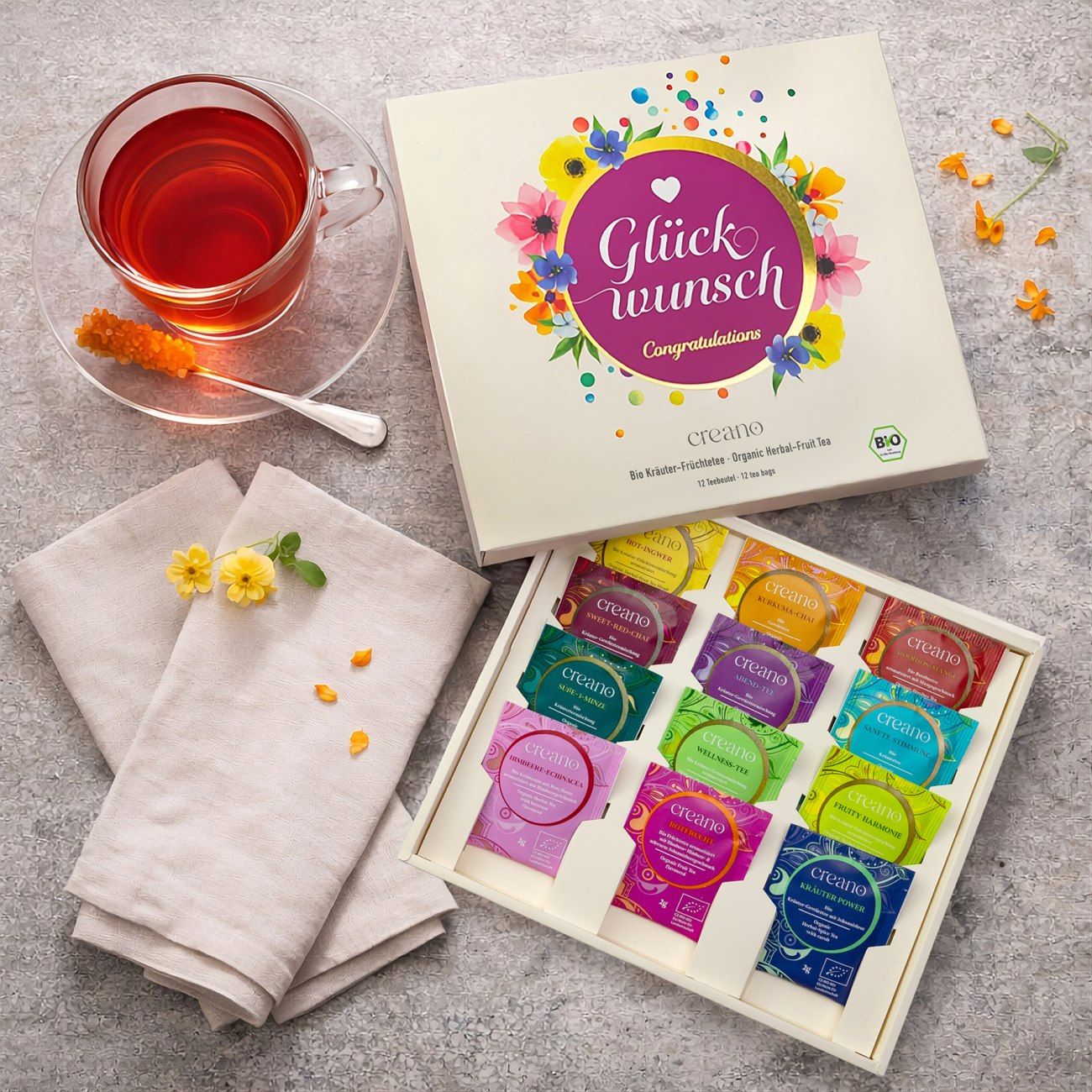 Creano Bio Kräutertee Geschenkset „Glückwunsch“ - Creano