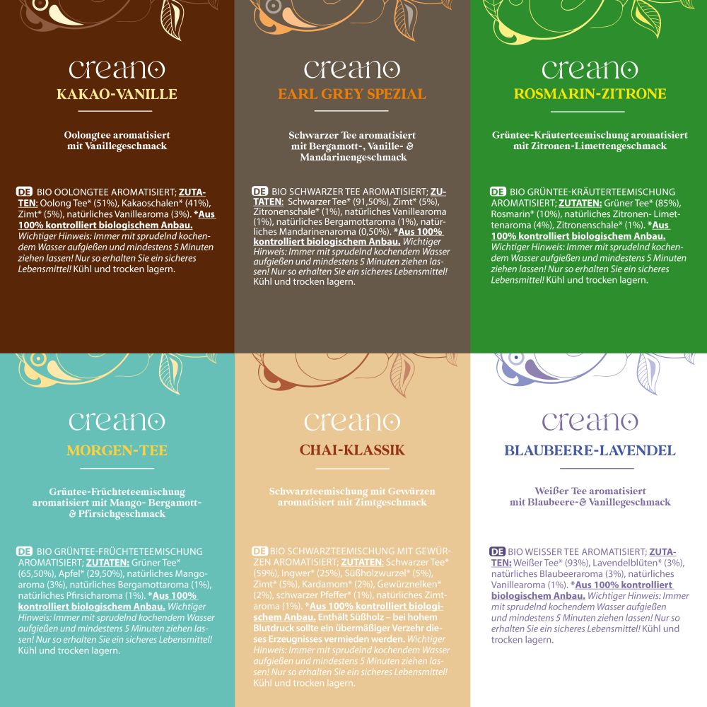 Bio Teemischung Selection 48er Geschenkset „ORGANIC TEA BLEND“ - 48 Bio-Teebeutel in 6 unterschiedlichen Sorten - 96g*²