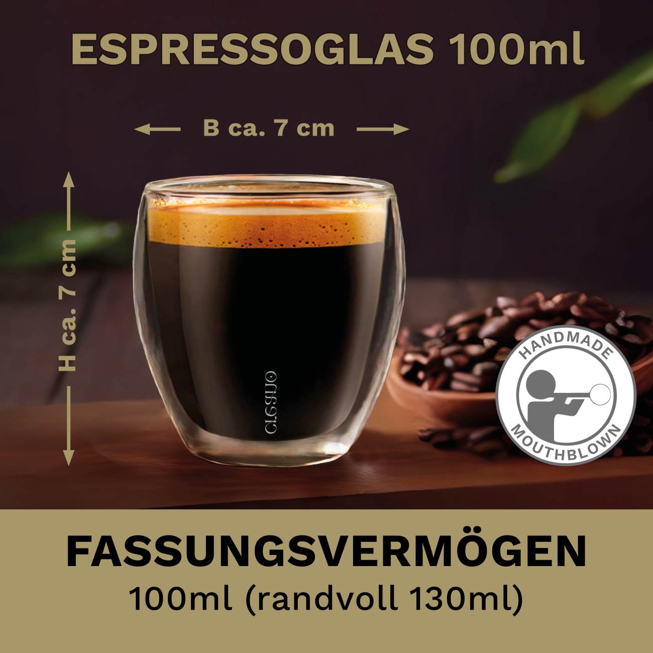 Creano doppelwandige Premium Espresso-Gläser in Gastro Qualität, Set, 100ml