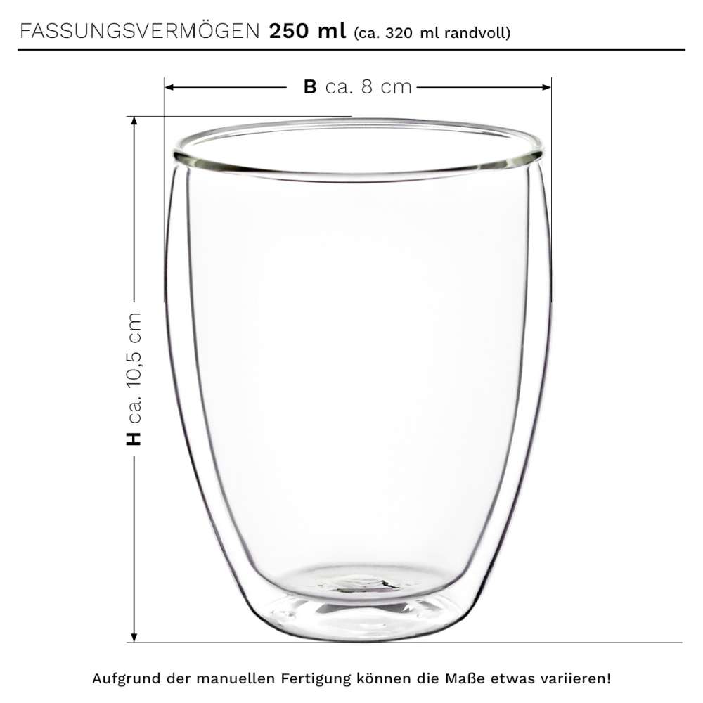 Creano verres à double paroi 250ml Flowery White - verre thermos avec décor  - DG-H FLOWERY verres à double paroi