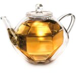 Creano "Diamond-Design", doppelwandige Glas-Teekanne mit Thermo Effekt inkl. Spiralsieb | 800ml
