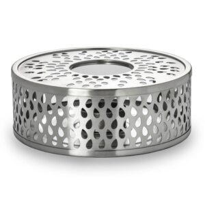 Creano Silver Teapot warmer "Leaf" made of stainless steel with tea light holder