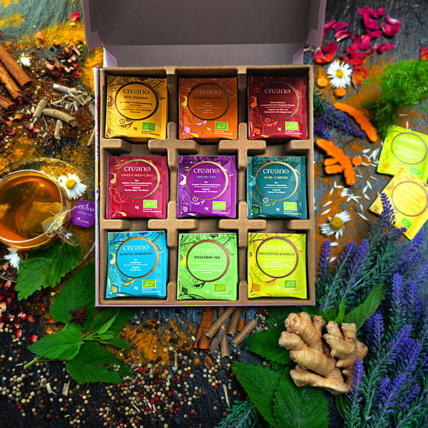 Creano Coffret cadeau de tisane bio « Thé d'automne bio » – 27 sachets de  thé bio en 9 variétés différentes – 54 g – NOUVEAUTÉ 2022* : :  Epicerie